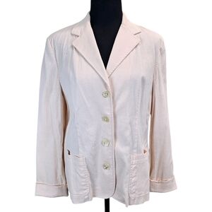 Lauren Ralph Lauren Seersucker Pinstripe 4 Button Blazer Jacket Sz Large Preppy